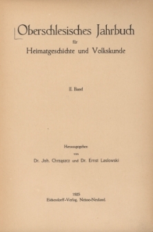 Oberschlesisches Jahrbuch f&uuml;r Heimatgeschichte und Volkskunde, Bd.2