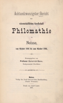 Ber.28 : vom Oktober 1894 bis zum Oktober 1896