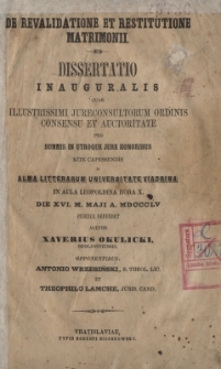 De revalidatione et restitutione matrimonii