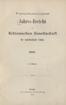 Jahres-Bericht der Schlesischen Gesellschaft für vaterländische Cultur. 1916, Jg.94, 2. Band