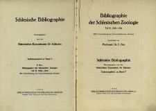 Schlesische Bibliographie. Erg&auml;nzungsband zu Band 5. Bibliographie der Schlesischen Zoologie, Tl.2: 1928-1934