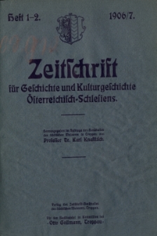 Zeitschrift für Geschichte und Kulturgeschichte Österreichisch-Schlesiens, Jg.2, Heft 1-2