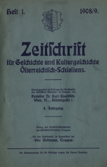 Zeitschrift für Geschichte und Kulturgeschichte Österreichisch-Schlesiens, Jg.4, Heft 1