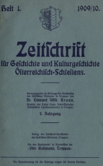 Zeitschrift für Geschichte und Kulturgeschichte Österreichisch-Schlesiens, Jg.5, Heft 1