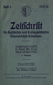 Zeitschrift f&uuml;r Geschichte und Kulturgeschichte &Ouml;sterreichisch-Schlesiens, Jg.6, Heft 1