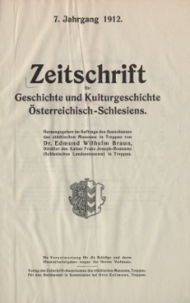 Zeitschrift für Geschichte und Kulturgeschichte Österreichisch-Schlesiens, Jg.7, Inhalt