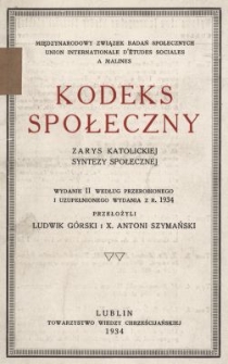 Kodeks społeczny : zarys katolickiej syntezy społecznej