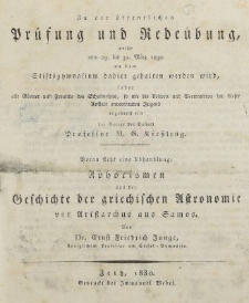 Zu der &ouml;ffentlichen : Pr&uuml;sung und Rede&uuml;bung, welche vom 29. bis 31. M&auml;rz 1830 an dem Stiftsgymnasium dahier gehalten werden wird, ladet alle G&ouml;nner und Freunde des Schulwesens, so wie die Aeltern und Verwandten der dieser Anstalt anvertrauten Jugend