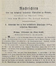 Nachrichten über das königliche katholische Gymnasium zu Gleiwitz betressend das Schuljahr 1850/51