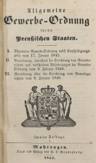 Allgemeine Gewerbe Ordnung für die Preussischen Staaten