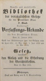 Neueste und wohlfeilste Bibliothek der vorz&uuml;glichsten Gesetze f&uuml;r den Preussischen Staat. 7 Band