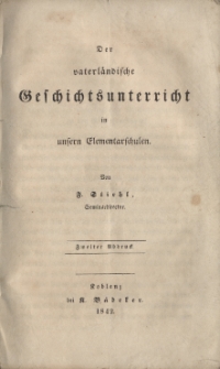 Der vaterl&auml;ndische Geschichtsunterricht unsern Elementarschulen