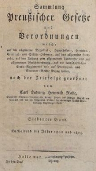 Sammlung Preussischer Gesetze und Verordnungen Bd.7 : Enthaltend die Jahre 1802 und 1803