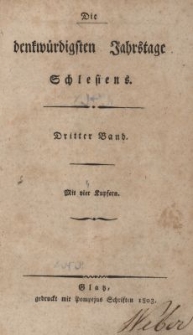 Die denkw&uuml;rdigsten Jahrstage Schlesiens. Bd.3