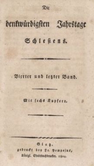 Die denkw&uuml;rdigsten Jahrstage Schlesiens. Bd.4