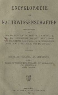 Handwörterbuch der Zoologie, Anthropologie und Ethnologie. Bd.3, Lfg.10