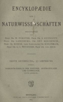 Handw&ouml;rterbuch der Zoologie, Anthropologie und Ethnologie. Bd.3, Lfg.11