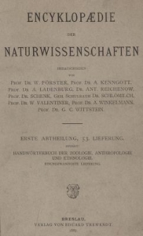 Handwörterbuch der Zoologie, Anthropologie und Ethnologie. Bd.5, Lfg.21
