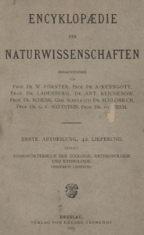 Handwörterbuch der Zoologie, Anthropologie und Ethnologie. Bd.4, Lfg.14