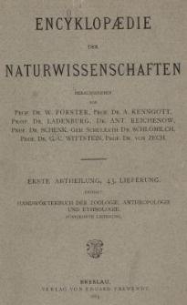 Handwörterbuch der Zoologie, Anthropologie und Ethnologie. Bd.4, Lfg.15