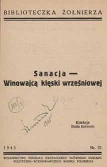Sanacja - Winowajcą klęski wrześniowej